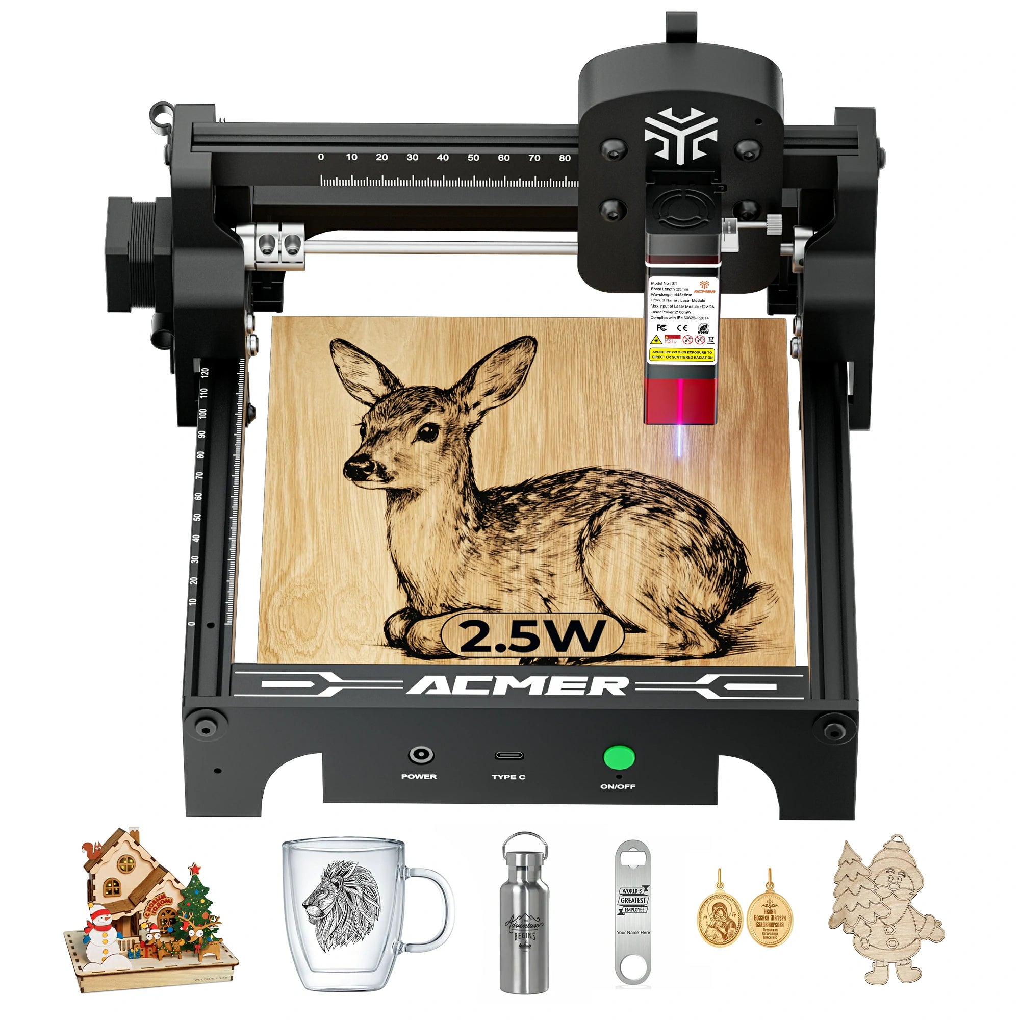 ACMER S1 Portable Laser Engraver Mini Machine-2.5W black