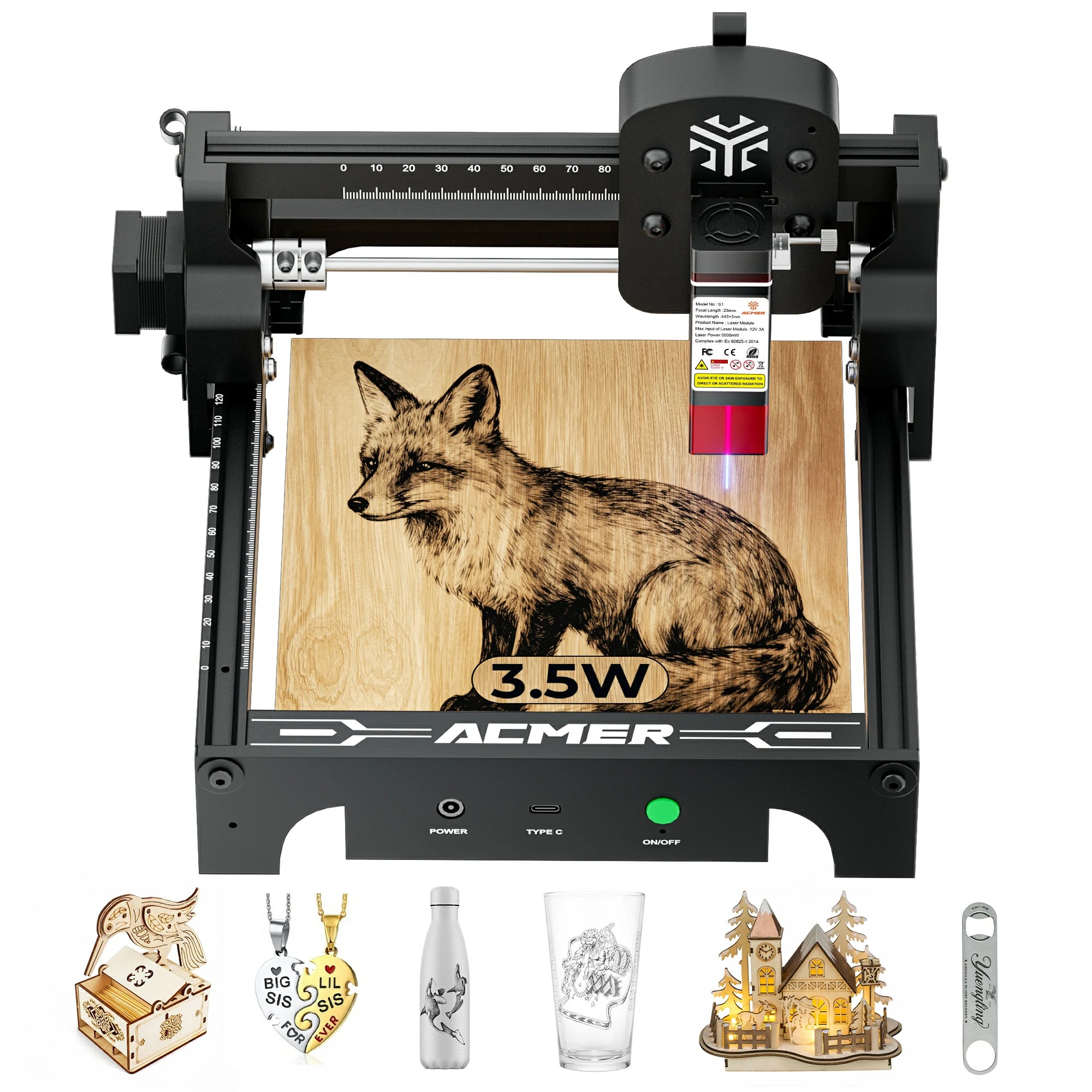 ACMER S1 Portable Laser Engraver Mini Machine-3.5W black