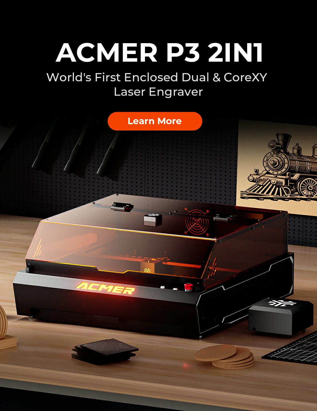 ACMER laser engraving machine-P3 2IN1 dual laser