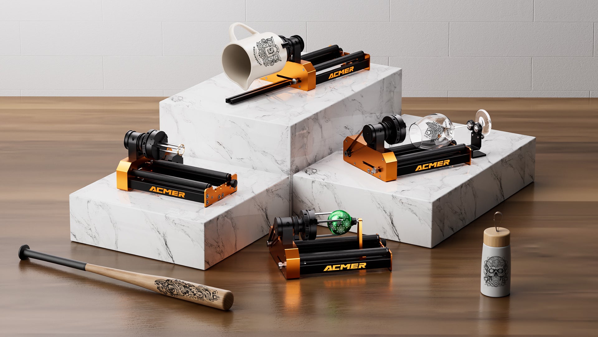 ACMER P3 48W Diode Enclosed Laser Engraver-rotary